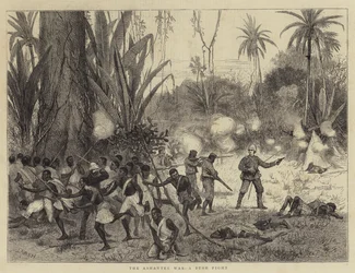 La guerre Ashantee, un combat dans la brousse